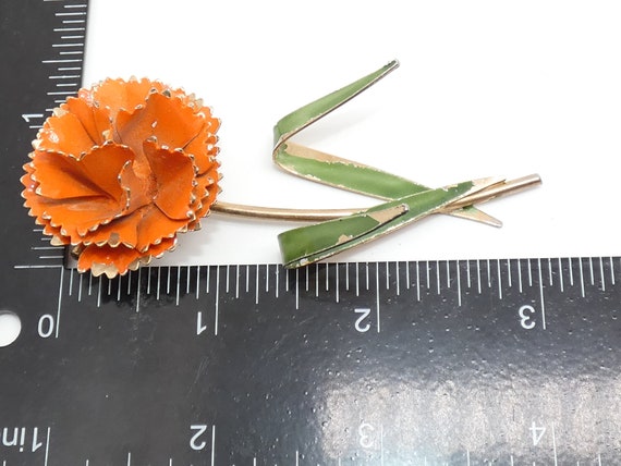 Vintage Orange Flower Pin, Flower Brooch, Enamel … - image 5
