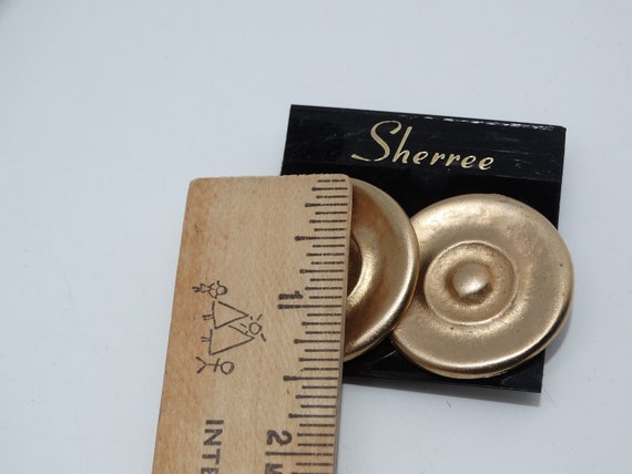 1980's Vintage Sherree Round Oval Disc Clip On Ea… - image 3