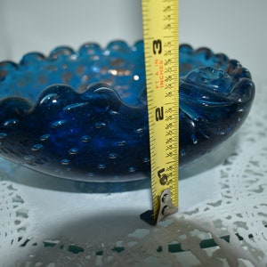 Murano Italian Bullicante Scalloped Edge Shell Shaped Teal Blue Art Glass with Copper Aventurine, Beautiful, Soap Dish, Ashtray, Cigar Bowl image 8