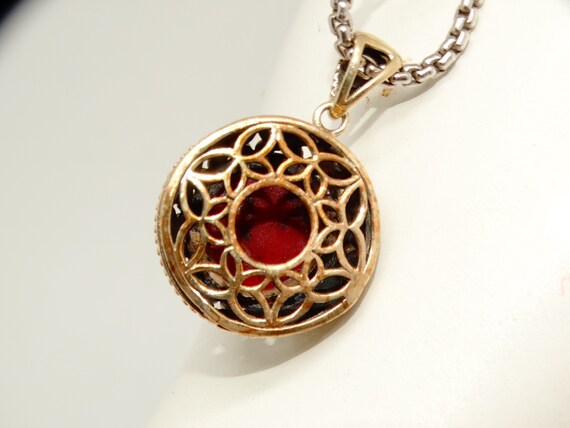 Sterling Silver Red Oval Statement Pendant, Oracle - image 7