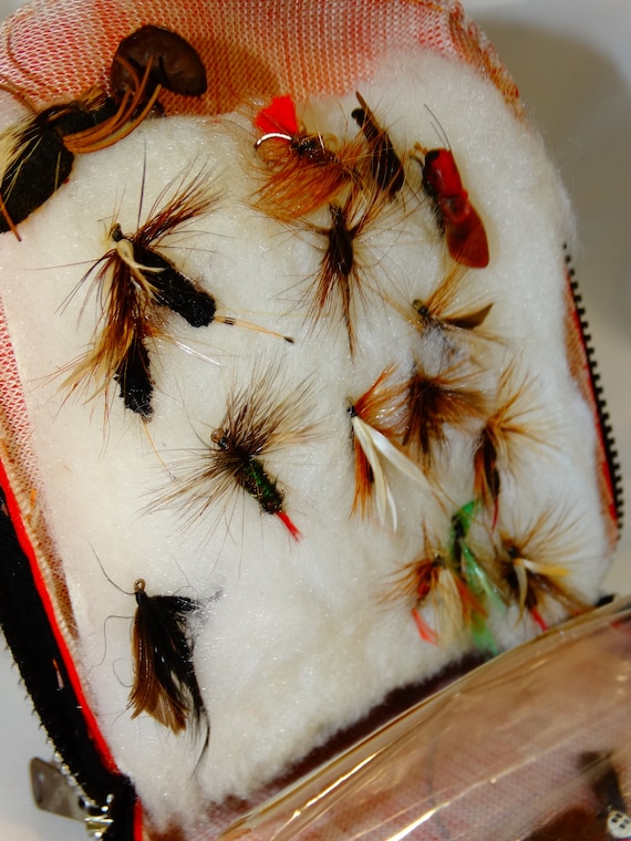 Vintage Fly Fishing Flies Lot, Mid Century Fishing Tackle, Fly