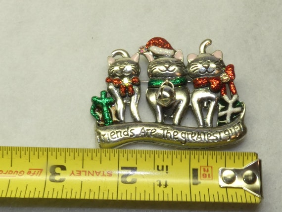 Christmas Cat Friends Brooch, Friends Are the Gre… - image 3