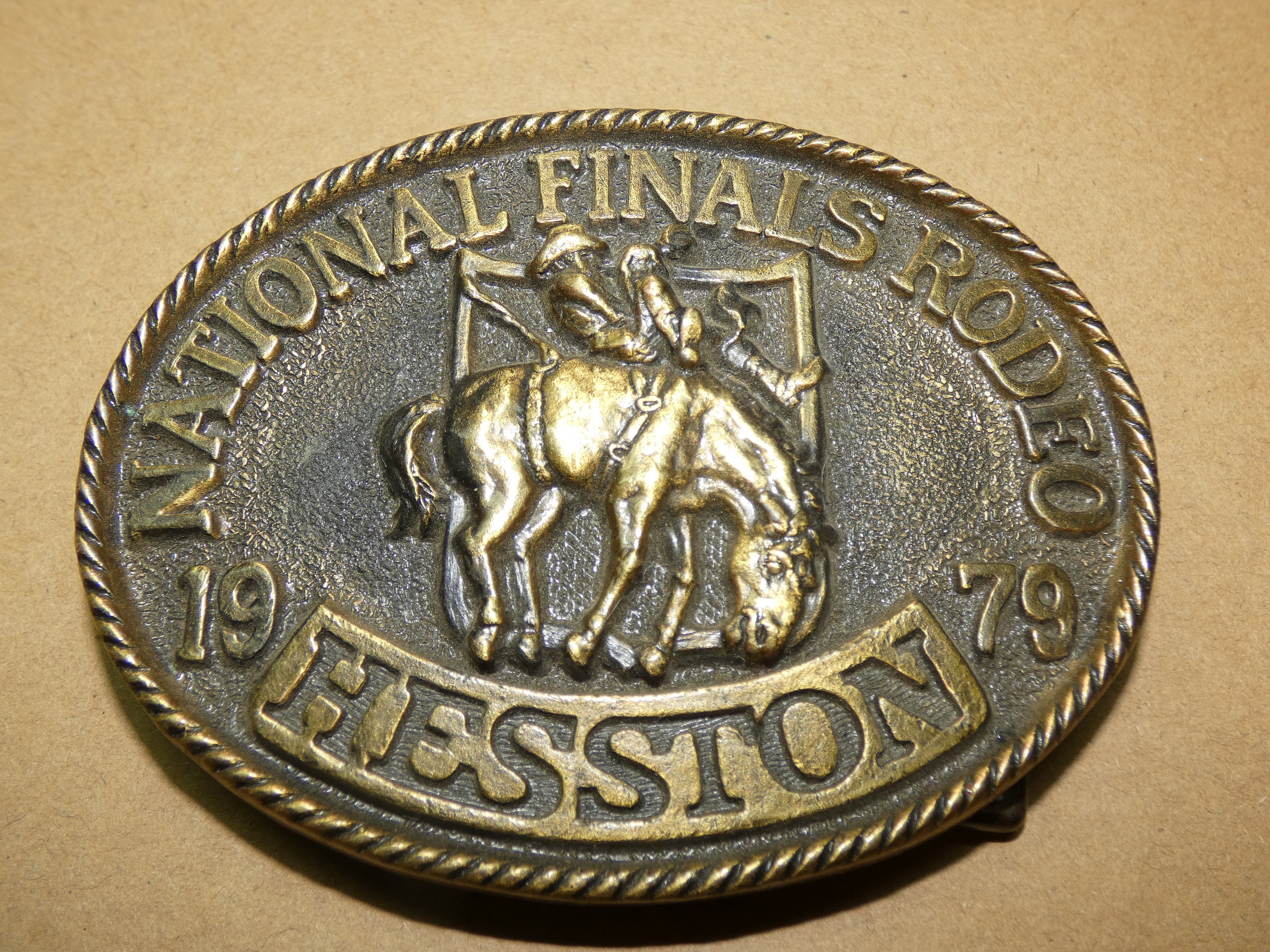 1989 Hesston National Finals Rodeo Women's Barrel Racing Belt Buckle FREE SHIP 