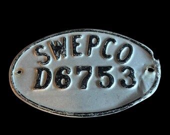 Vintage SWEPCO Utility Metal Identification Tag D6753 | Southwestern Electric Power Company Asset Tag | Industrial Collectible