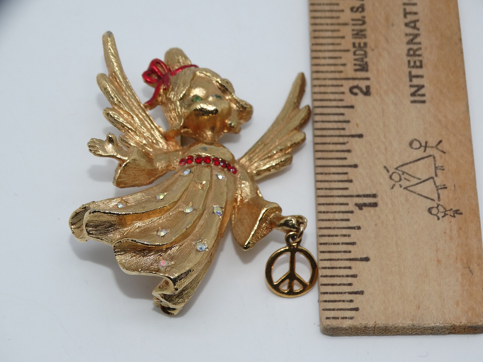 Angel Pin Vintage Mid Century MYLU Gold Tone Rhinestone Angel - Etsy