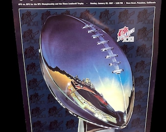 1987 Super Bowl XXI Poster: Giants vs Broncos, Vintage Sports Decor