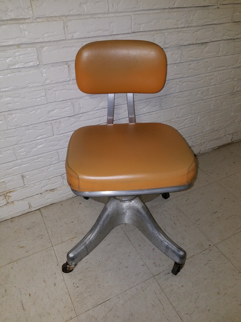 Industrial Urban Mid Century Modern Shaw Walker Orange Rolling Etsy