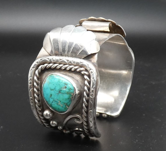 Vintage Native American Watch Cuff -  Sterling Si… - image 2