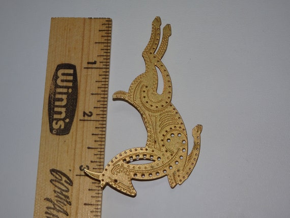 Vintage Leaping Gold Reindeer or Gazelle Christma… - image 4