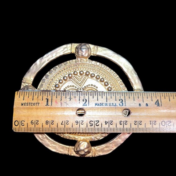 Vintage Gold Tone Aztec Mayan Brooch Pendant: Boh… - image 3