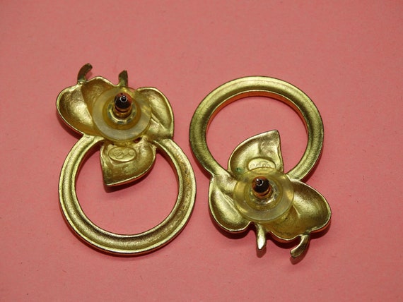 1980's Gold Tone Leaf Post Earrings, Fally Leaves… - image 3