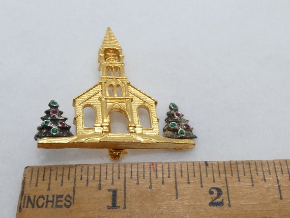 Signed Darlene Vintage Church Christmas Pin, Chri… - image 5