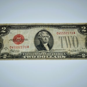 1928 Series A Two Dollar Bill, Red Seal, Serial No. A97527594A
