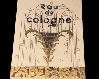 Vintage French Perfume Label Eau de Cologne, Paris, French Perfume Label, New Old Stock - Lot #3