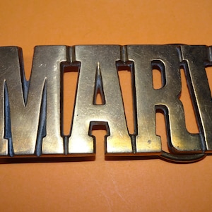 Solid Brass Name Belt Buckle, &quot;MARV&quot; 1982 Baron Buckles, Taiwan