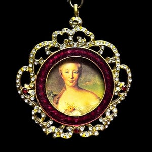 Victorian Style Miniature Frame: Ruby Red Rhinestone Ornament