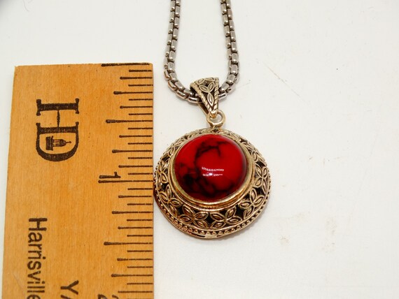 Sterling Silver Red Oval Statement Pendant, Oracle - image 10