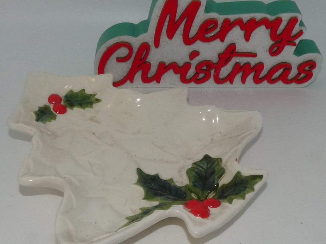 Lefton Holly Christmas Candy Dish Holly Berry Christmas Etsy