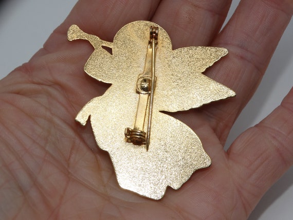 Angel Pin, Vintage Gold Tone Christmas Angel Broo… - image 3