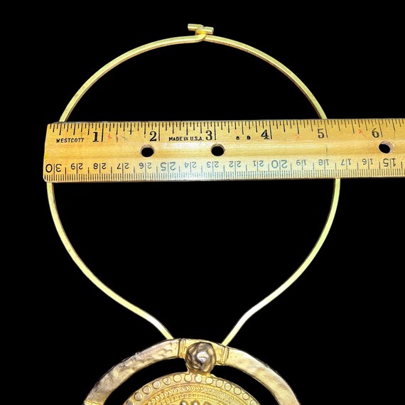 Vintage Gold Tone Aztec Mayan Brooch Pendant: Boh… - image 4