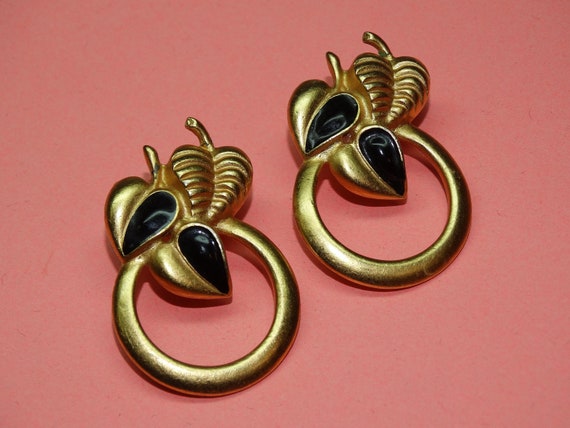 1980's Gold Tone Leaf Post Earrings, Fally Leaves… - image 1