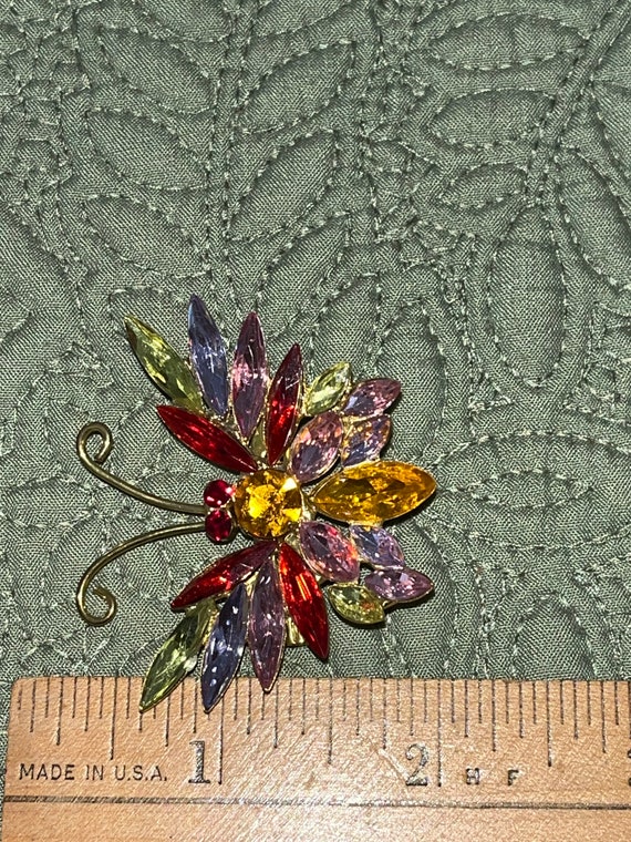 Vintage Butterfly Brooch, Multi Colored Rhineston… - image 6