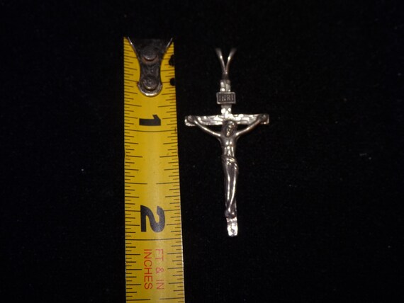 Vintage Sterling Cross Pendant, Religious Crucifi… - image 3