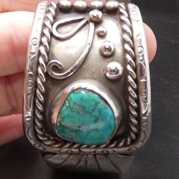 Vintage Native American Watch Cuff -  Sterling Si… - image 6