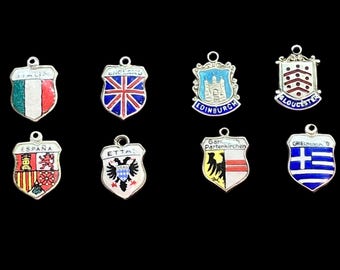 Vintage Tourist Shield Charms: Italy, England, Edinburgh & More
