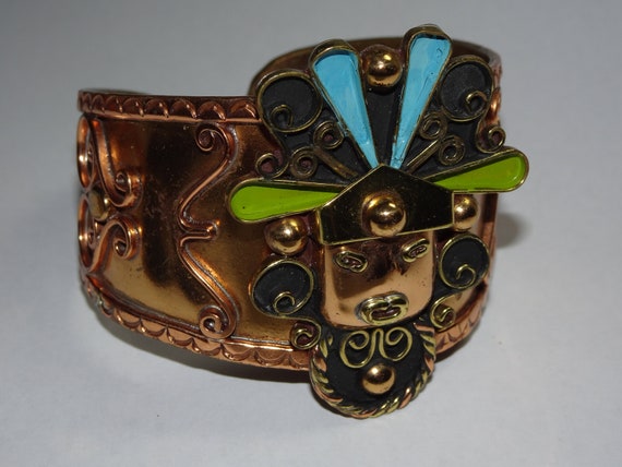 Mexico Warrior Cuff Bracelet – Copper, Brass, and… - image 1