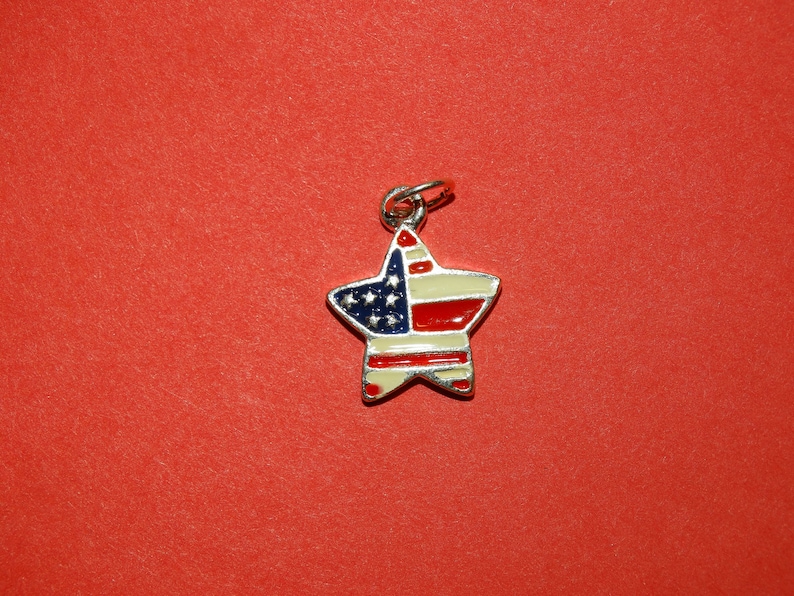 Star Charm Red Silver color Stars /& Stripes White and Blue Patriotic Charm Star Charm Make America Great Charm God Bless America