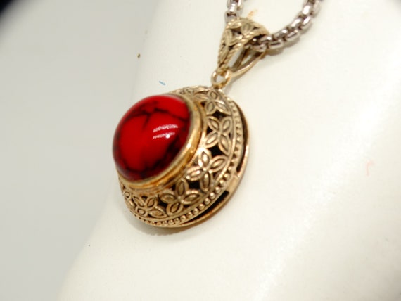 Sterling Silver Red Oval Statement Pendant, Oracle - image 2