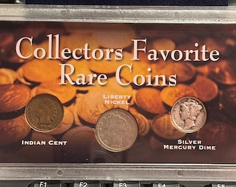 Collectors Favorite Rare Coins ~ 1900 Indian Cent ~ 1907 Liberty Nickel ~ 1936 Mercury Dime, Stocking Stuffer Coins