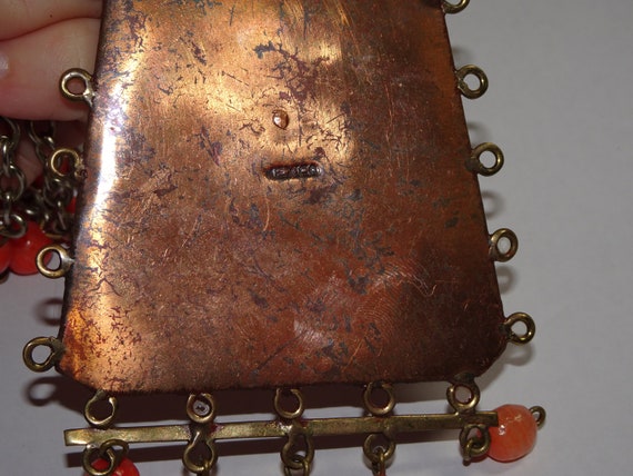 Fantastic Huge Copper Carved Tribal face Necklace… - image 8
