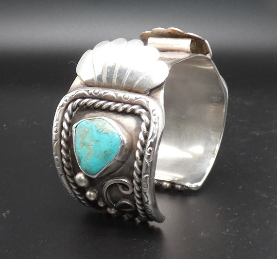 Vintage Native American Watch Cuff -  Sterling Si… - image 1