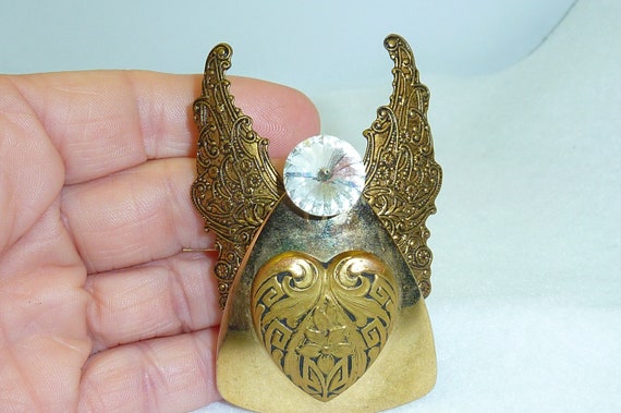 Vintage Signed Angel Pin Jane ANGEL OF LOVE Gold Tone Rhinestone Brooch Pin Signed by Jane Christmas Angel Pin Etsy