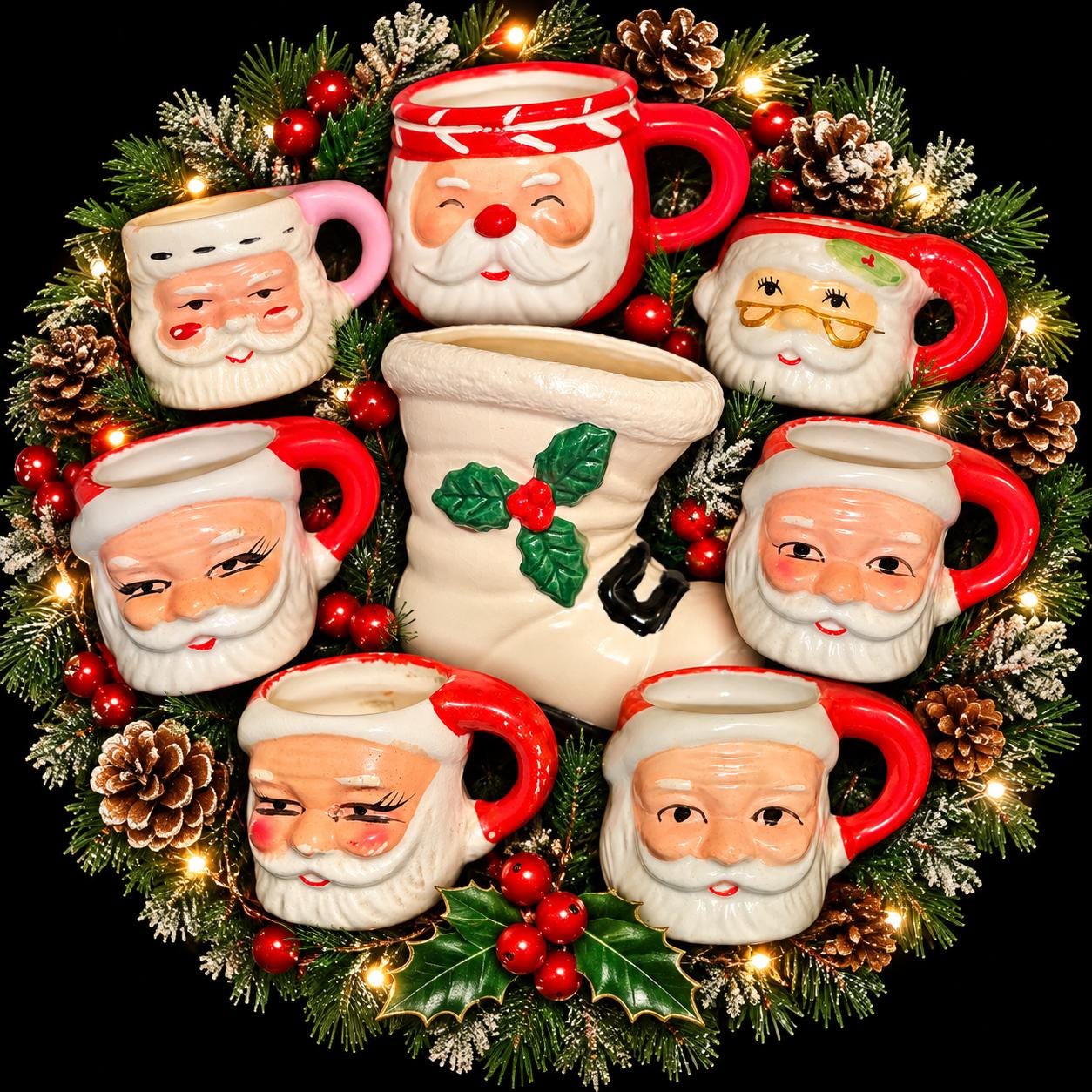 Vintage Miniature Ceramic Santa Japan - Etsy