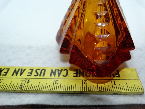 Gorgeous Amber Colored Cut Glass Perfume Bottle, … - image 8