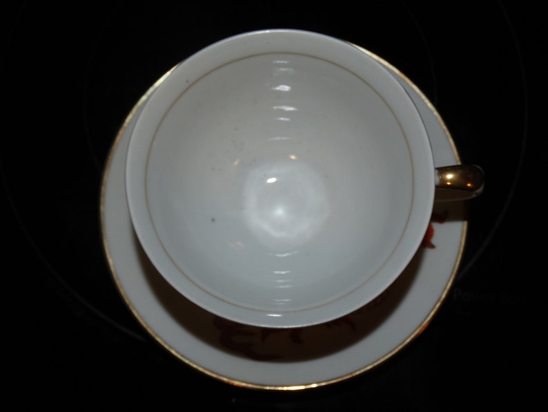 Vintage Porcelain Ming Chinese Red Dragon Teacup & Saucer Set, Made in Japan image 5