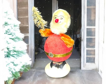 Vintage 1950s Snowman Bobblehead Ornament: Spun Cotton Japan Elf - Lot #39B