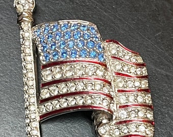 Brilliant Rhinestone American USA Flag, Detailed Rhinestone Flag, Patriotic, Red, White and Blue, Political, Election Jewelry