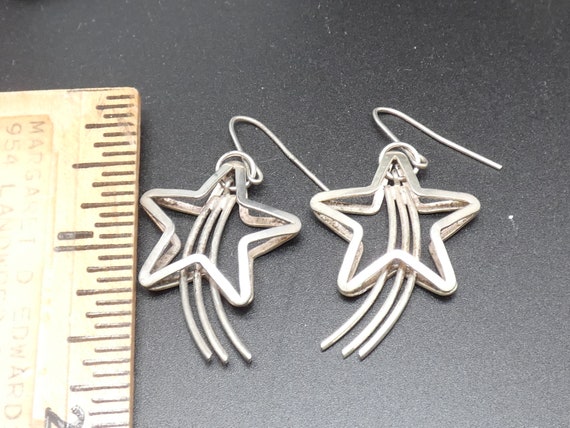 Silver Tone Shooting Star Wire Hook Earrings, Cel… - image 3