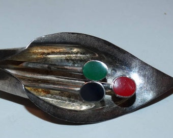 Vintage Anthers Flower Pin, Mexico, Taxco Signed 925 Mexico TC-205 Sterling Silver Brooch Enameled Anthers Flower Cone Pin 3-D Pin