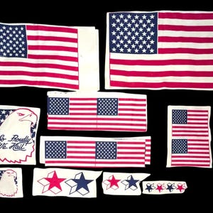 Patriotic Fabric Appliques – Vintage Flags, Stars & Eagle – Quilting, Scrap, Craft Supply – USA Americana Lot, Stars and Bars Applique