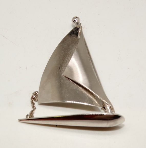 Vintage Sterling Silver Sail Boat Brooch, Nautical