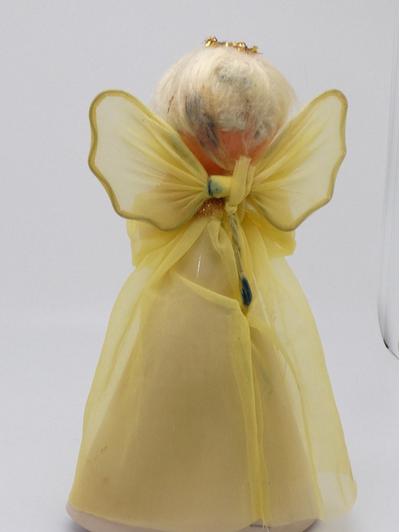Vintage Yellow Angel Christmas Tree Topper Angel Topper Etsy