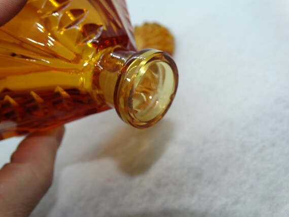 Gorgeous Amber Colored Cut Glass Perfume Bottle, … - image 9