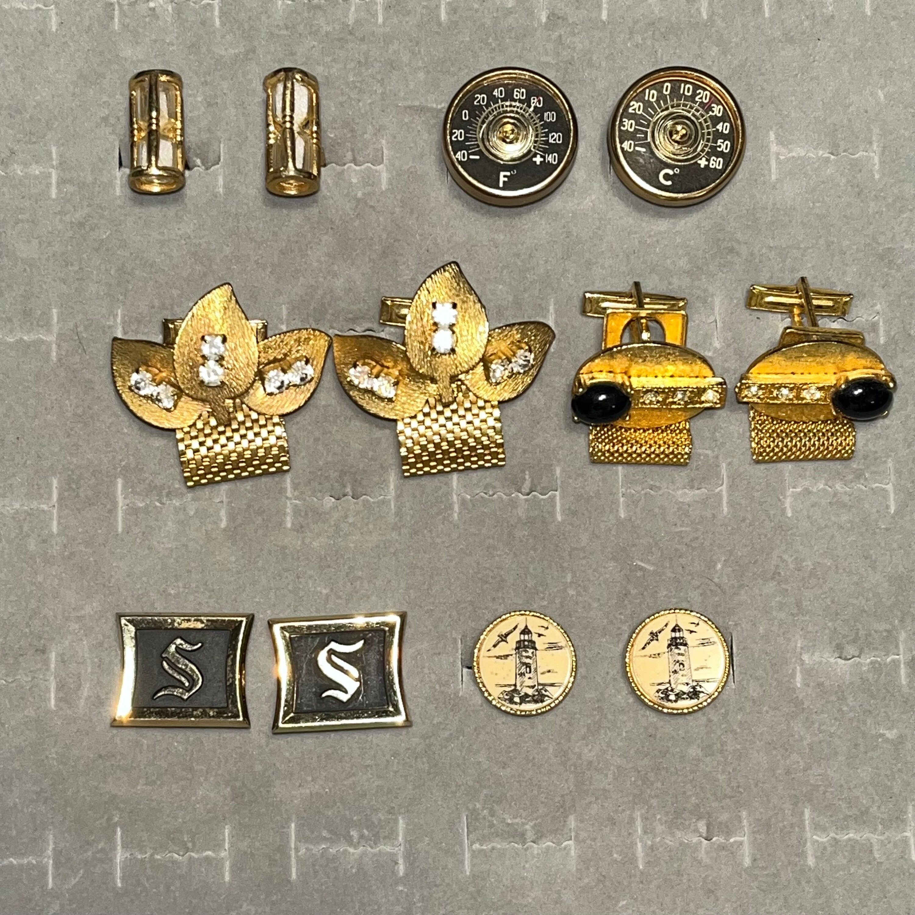 Cufflinks, MCM Vintage Gold Tone Cufflinks: Mid Century Bridal Jewelry