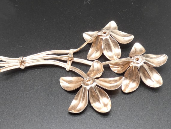 Vintage Sterling Silver Statement Flower Pin, Tri… - image 4