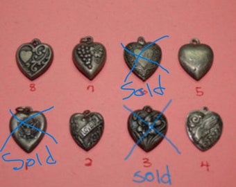Victorian Sterling Bubble Heart Charms, Sweetheart Bubble Heart Charms, Valentine Jewelry